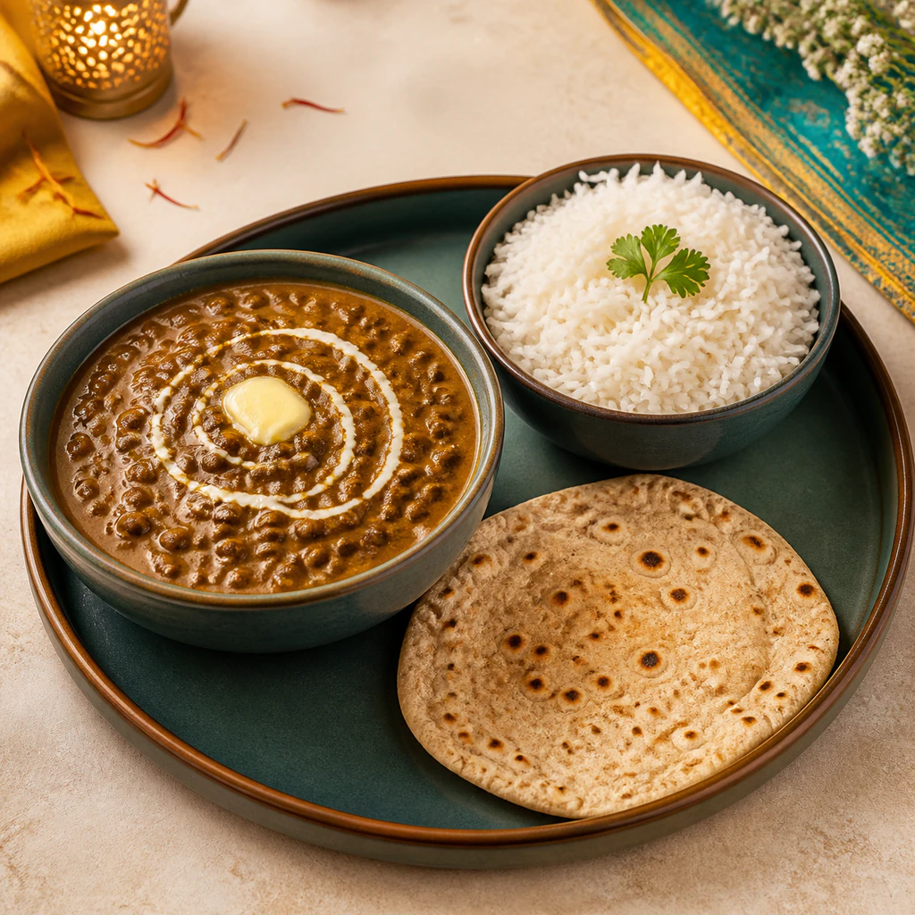 Dal Makhani served with rice & roti