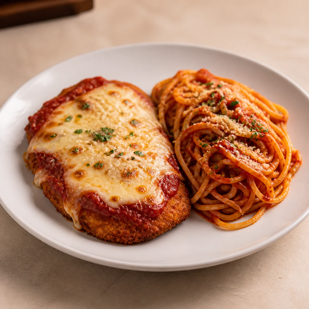 Chicken Parmigiana (with Pasta)