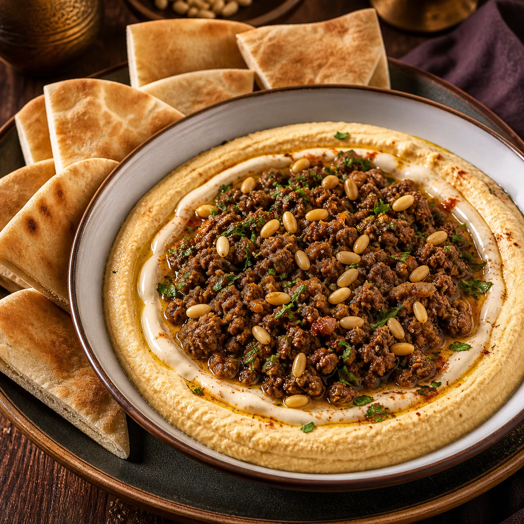 Hummus with Lamb & Pita