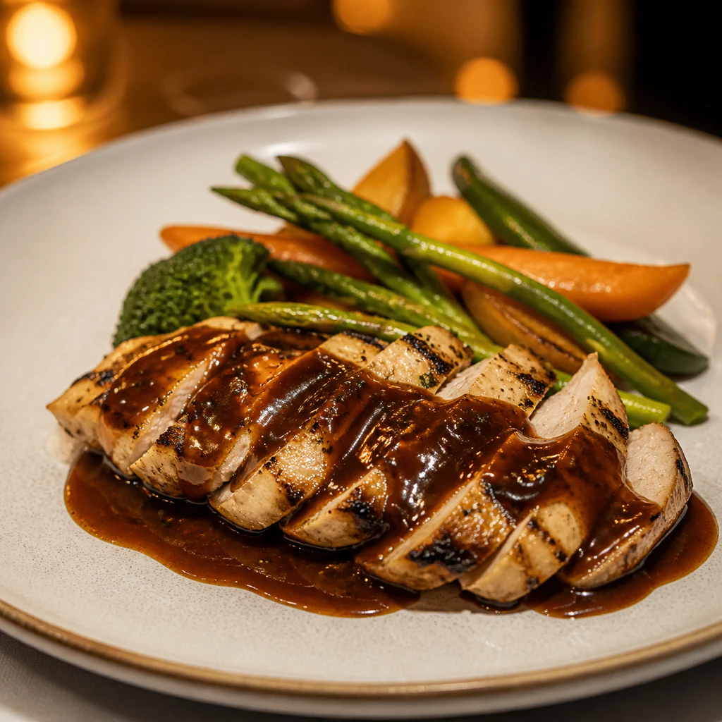 Grilled Chicken with ( Demi - Glace Sauce)