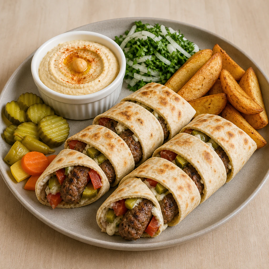 Lebanese Style Beef Kofta Kebab Double Roll