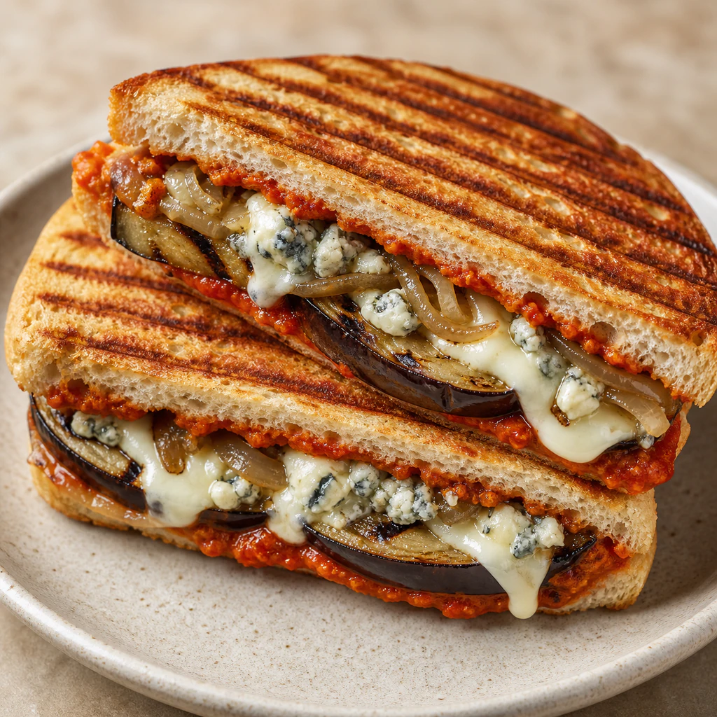 Grilled Eggplant Blue Cheese Panini