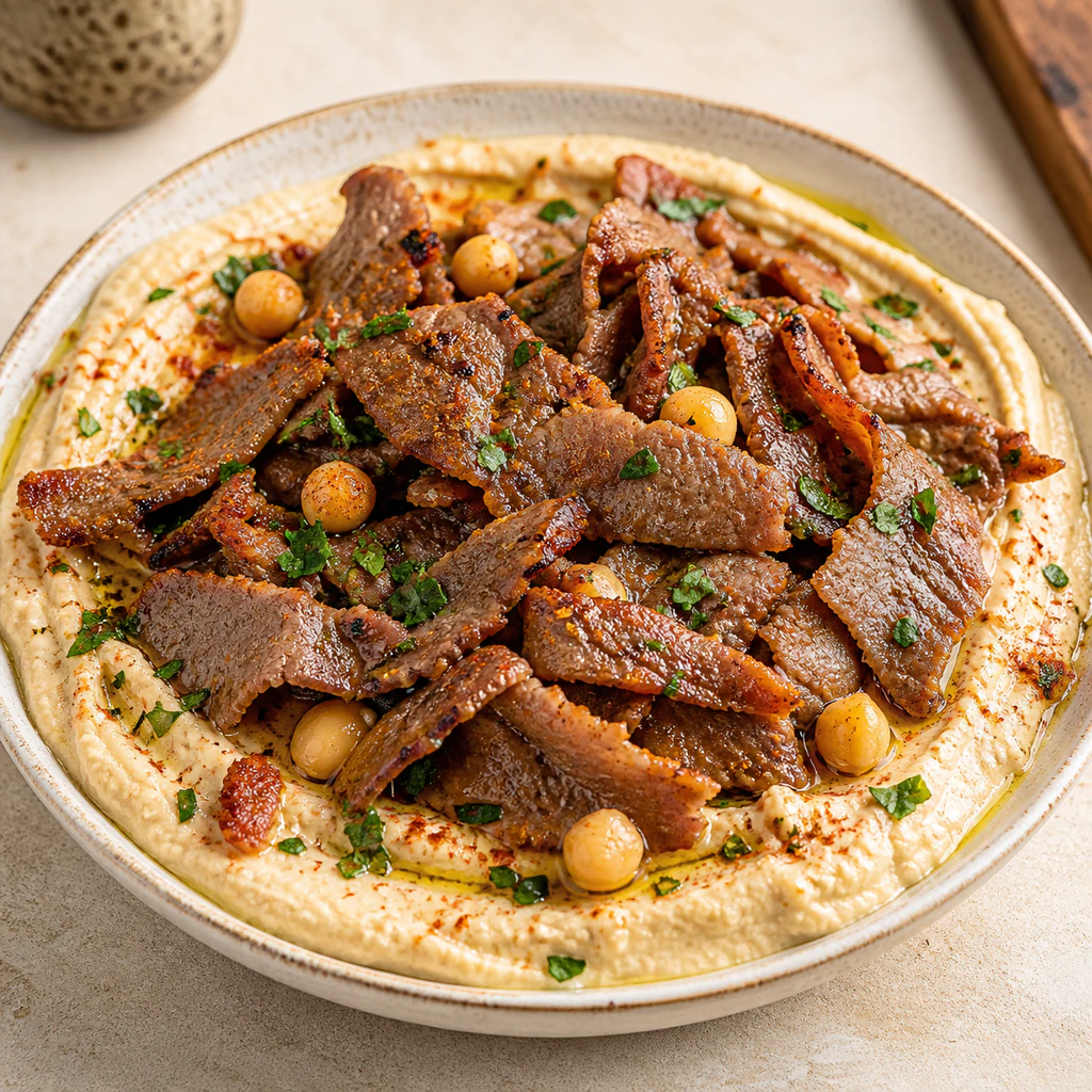 Beef Shawarma Loaded Humus Bowl