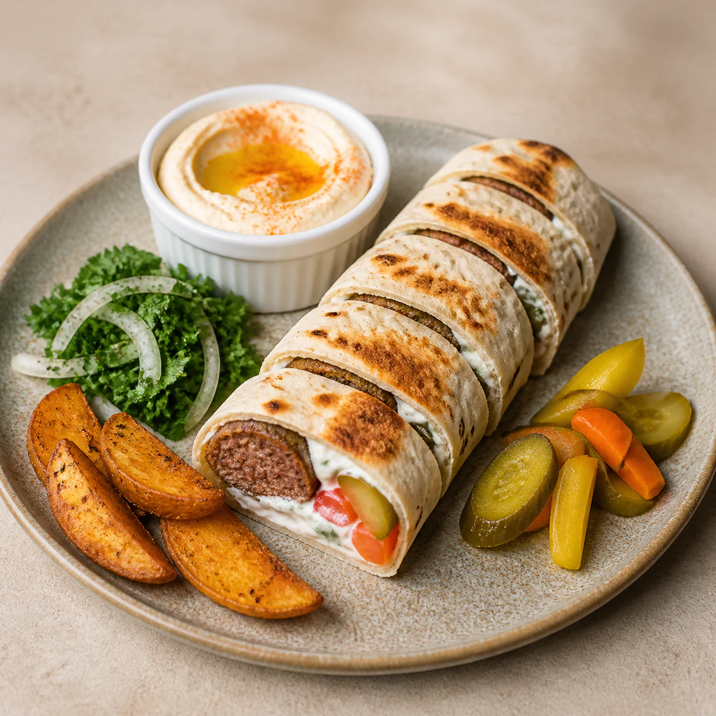 Lebanese Style Beef Kofta Kebab Single Roll