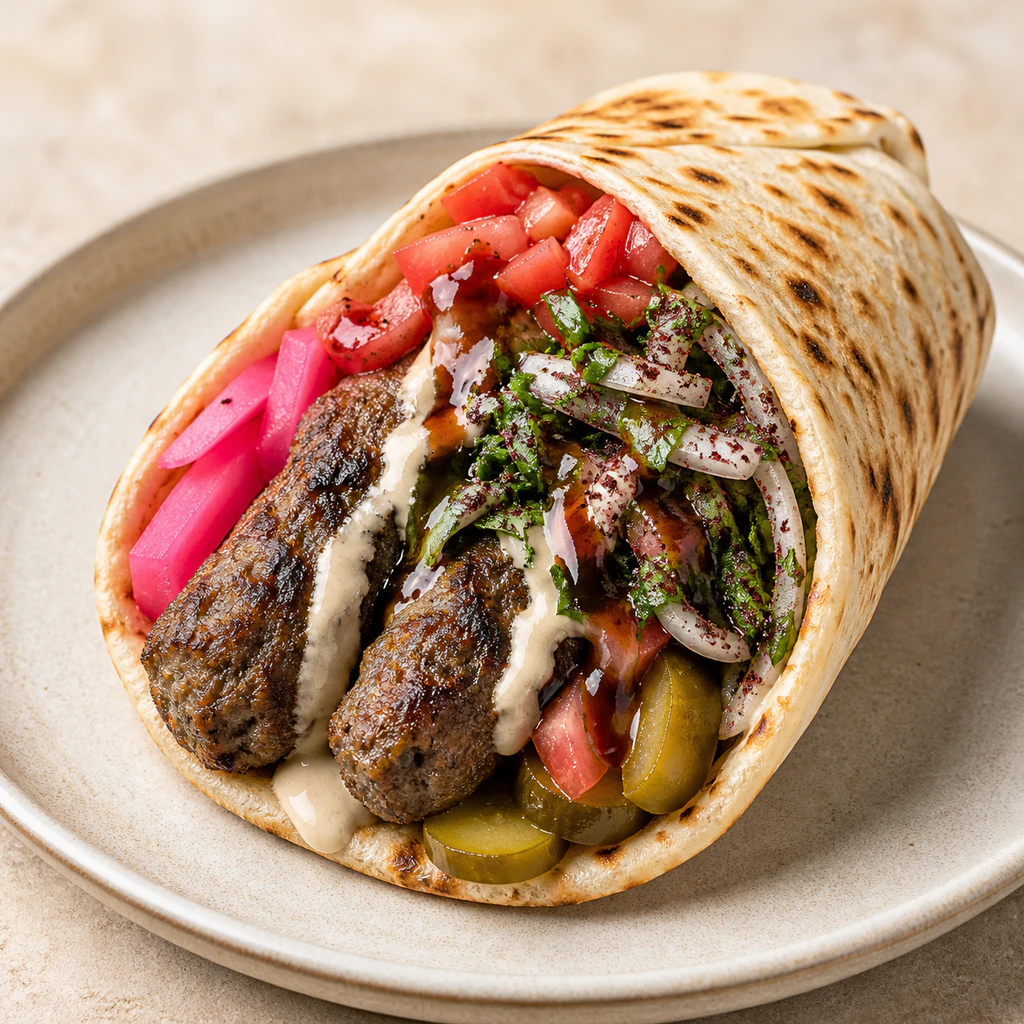 Beef Kofta Lebanese Style Wrap