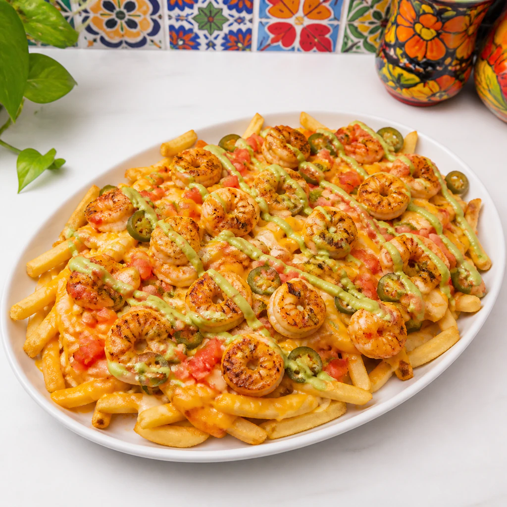 Mexican Shrimp Loaded Fries