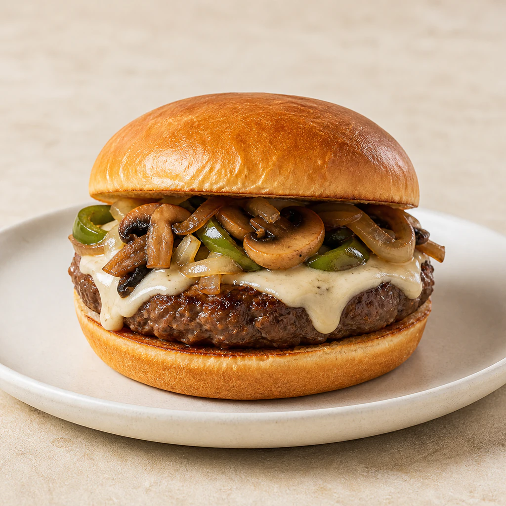 Swiss Mushroom Beef Burger