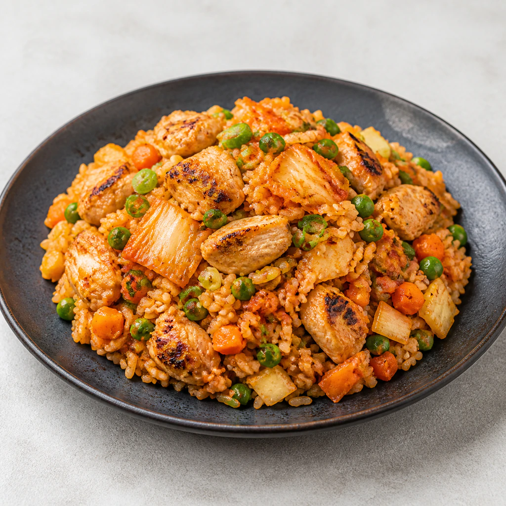 Kimchee Chicken Fried Rice with vegetables