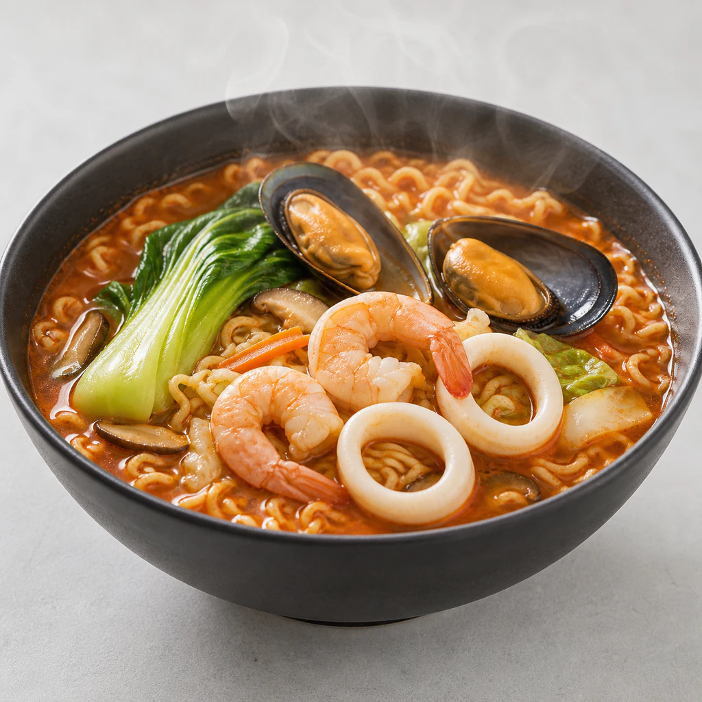 Seafood Hot Ramen Noodle Soup🌶