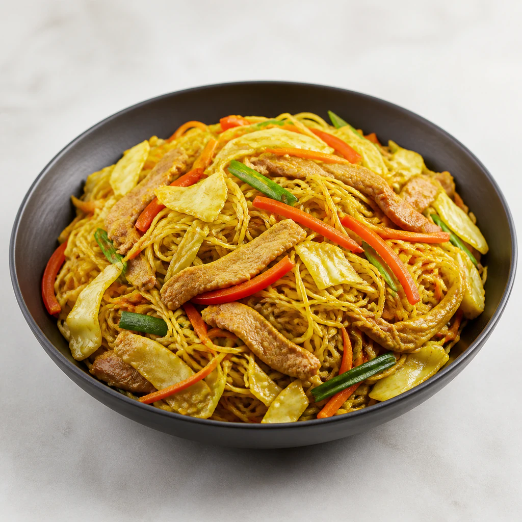 Singaporean Pork Noodles with Veggies