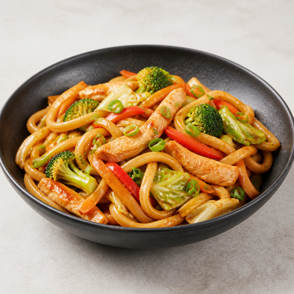Yaki Udon with Chicken with Vegetables