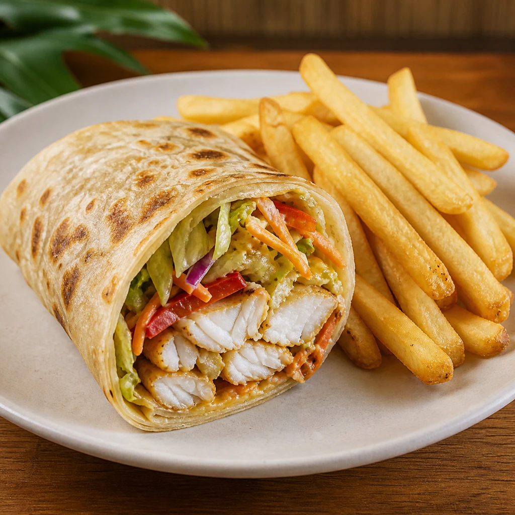 Fish wrap with fries