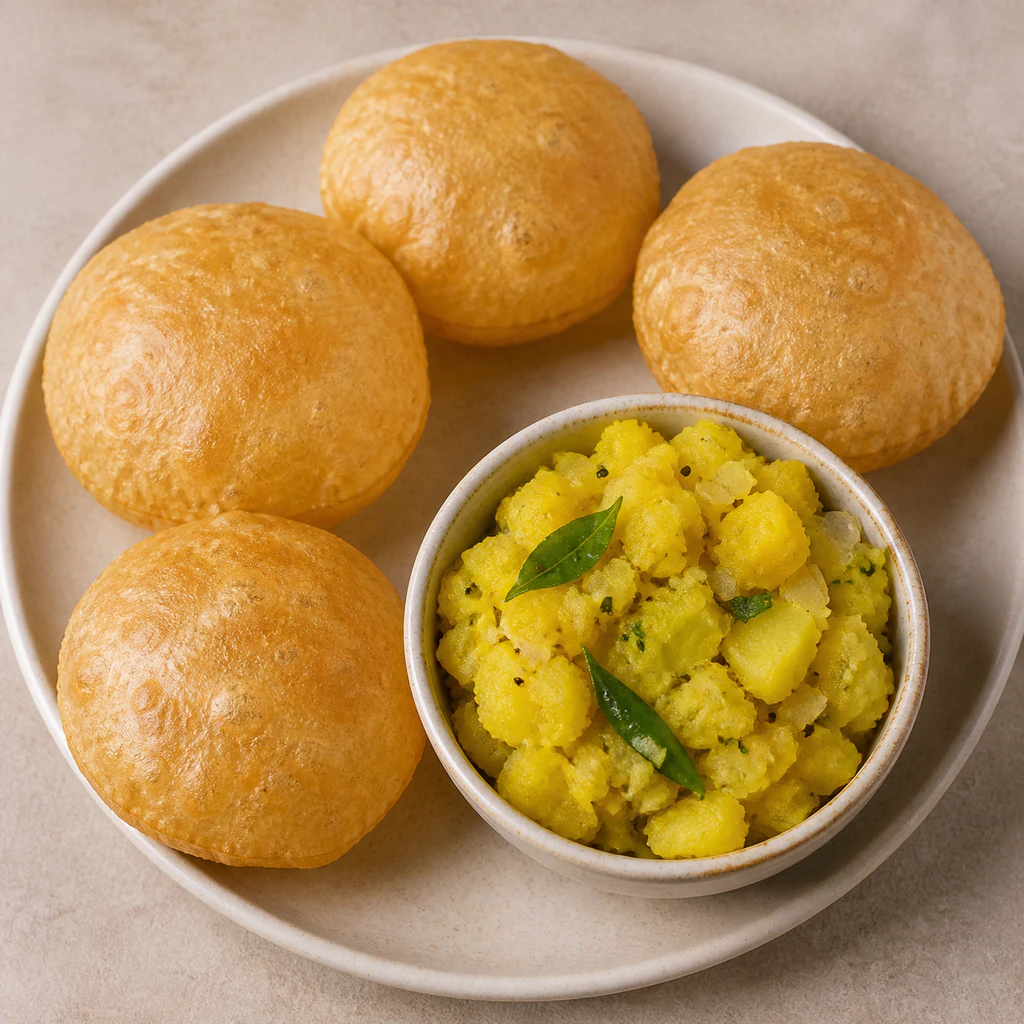 Puri (4 pieces) with Potato Masala