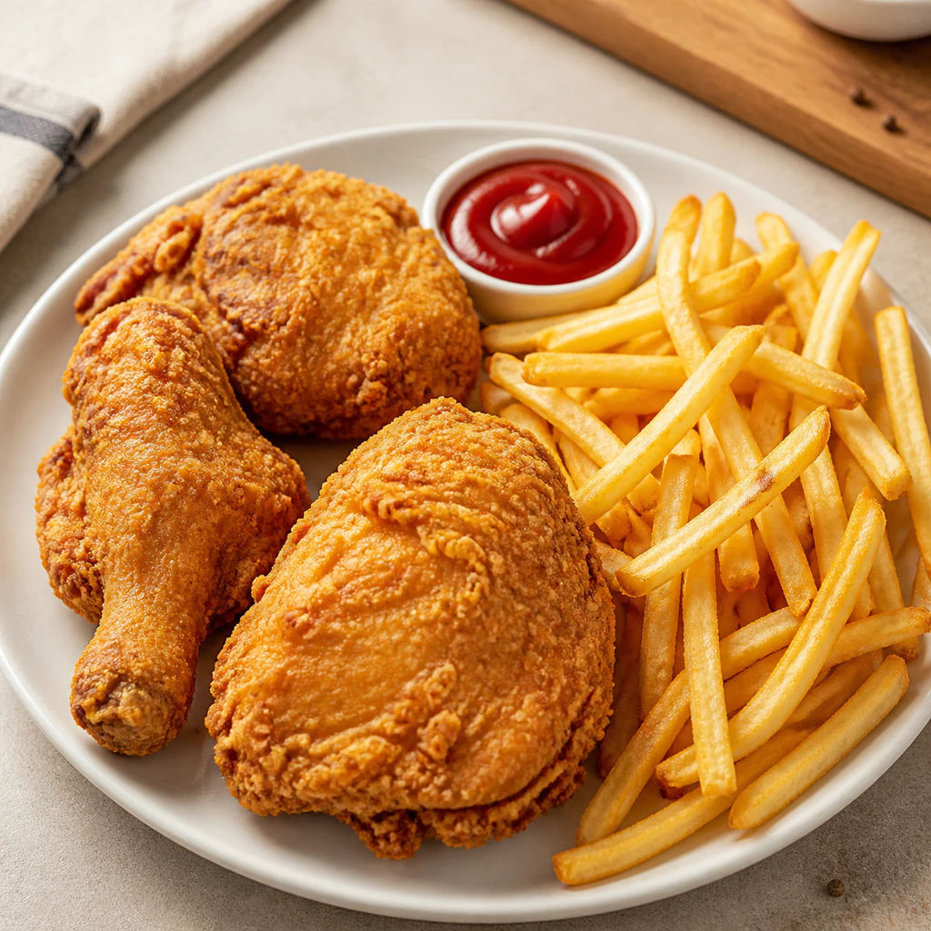 Fried Chicken with French Fries