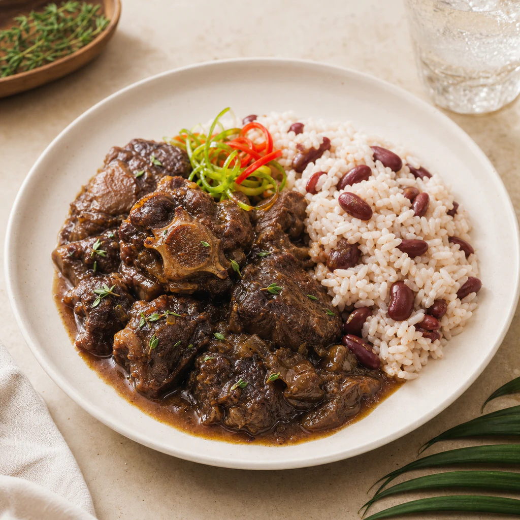Ox Tail, Rice + Peas
