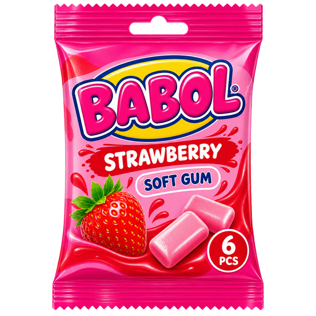 Babol Strawberry Soft Gum (6 Pcs)