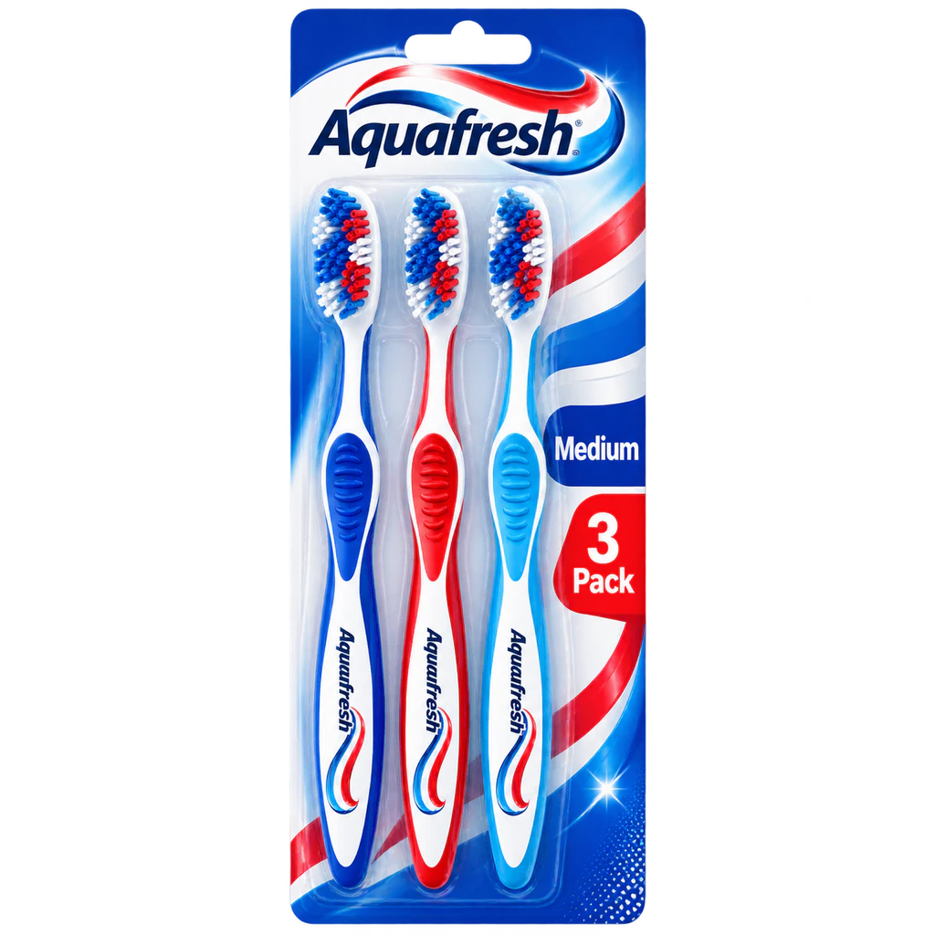 Aqua Fresh Medium 3 Pack Toothbrush M