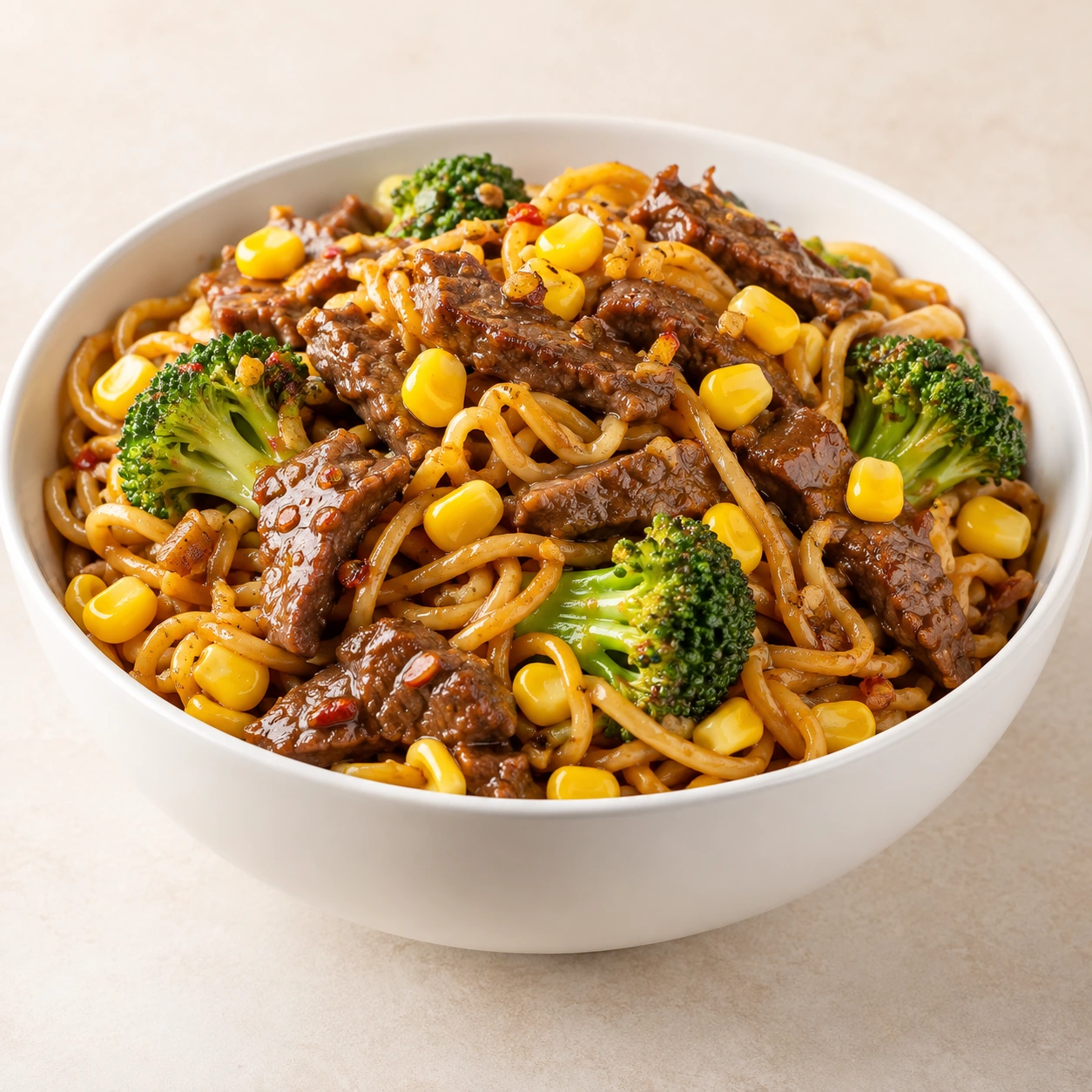 Sautéed Spicy Beef Noodle Bowl