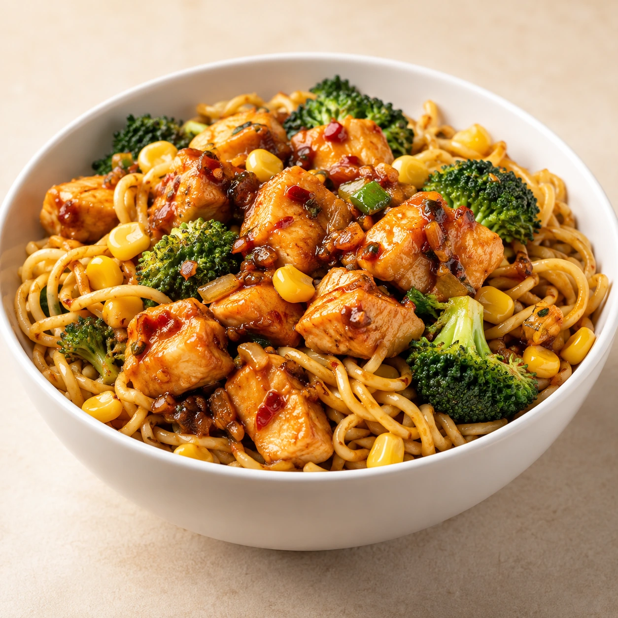 Spicy Diced Chicken Noodle Bowl
