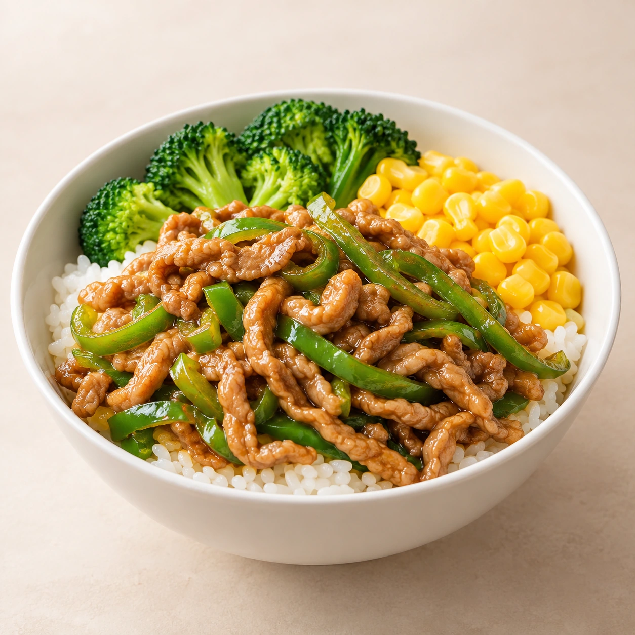 Green Pepper Shredded Pork Rice Bowl