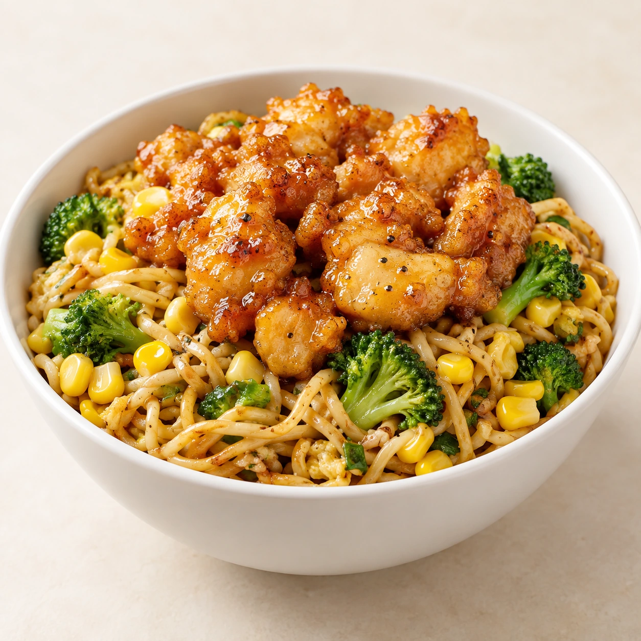 Crispy Butter Chicken Noodle Bowl
