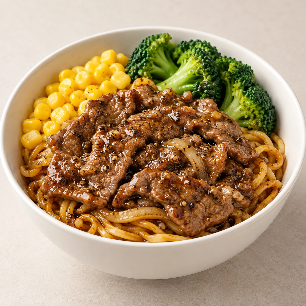 Black Pepper Beef Noodle Bowl
