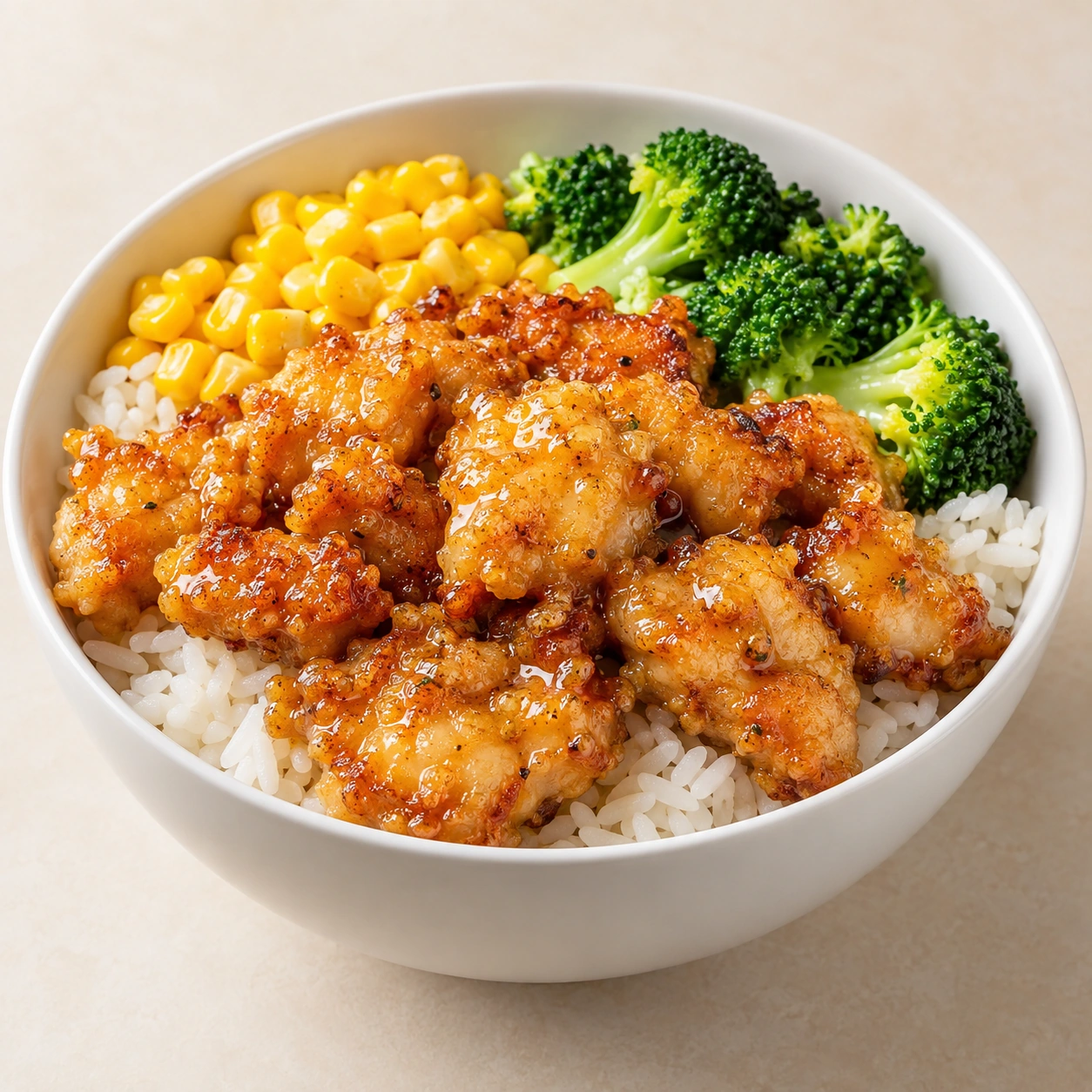 Crispy Butter Chicken Rice Bowl