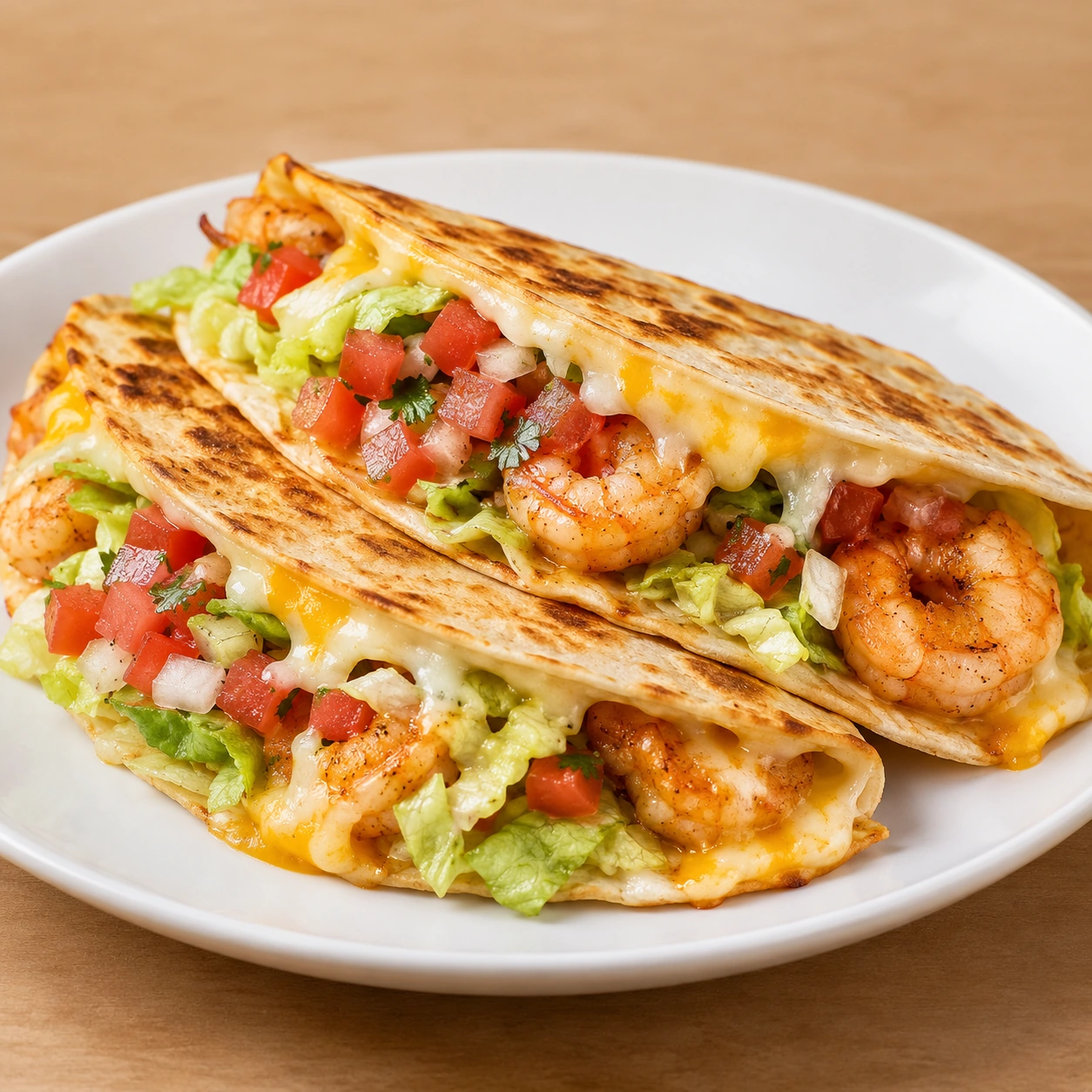 Shrimp tacos quesadillas