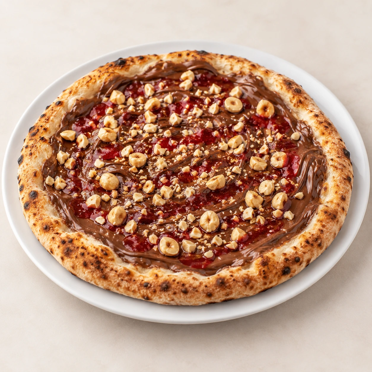 Nutella strawberry pizza dessert