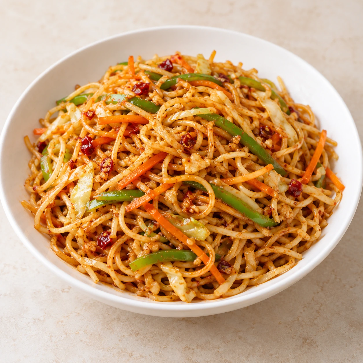 Chilly Garlic Fried Noodles Veg