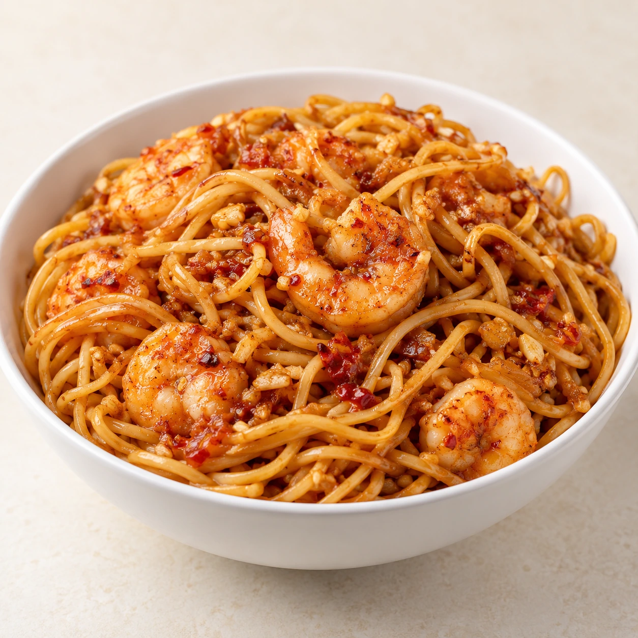 Chilli Garlic Fried Noodles Shrimp