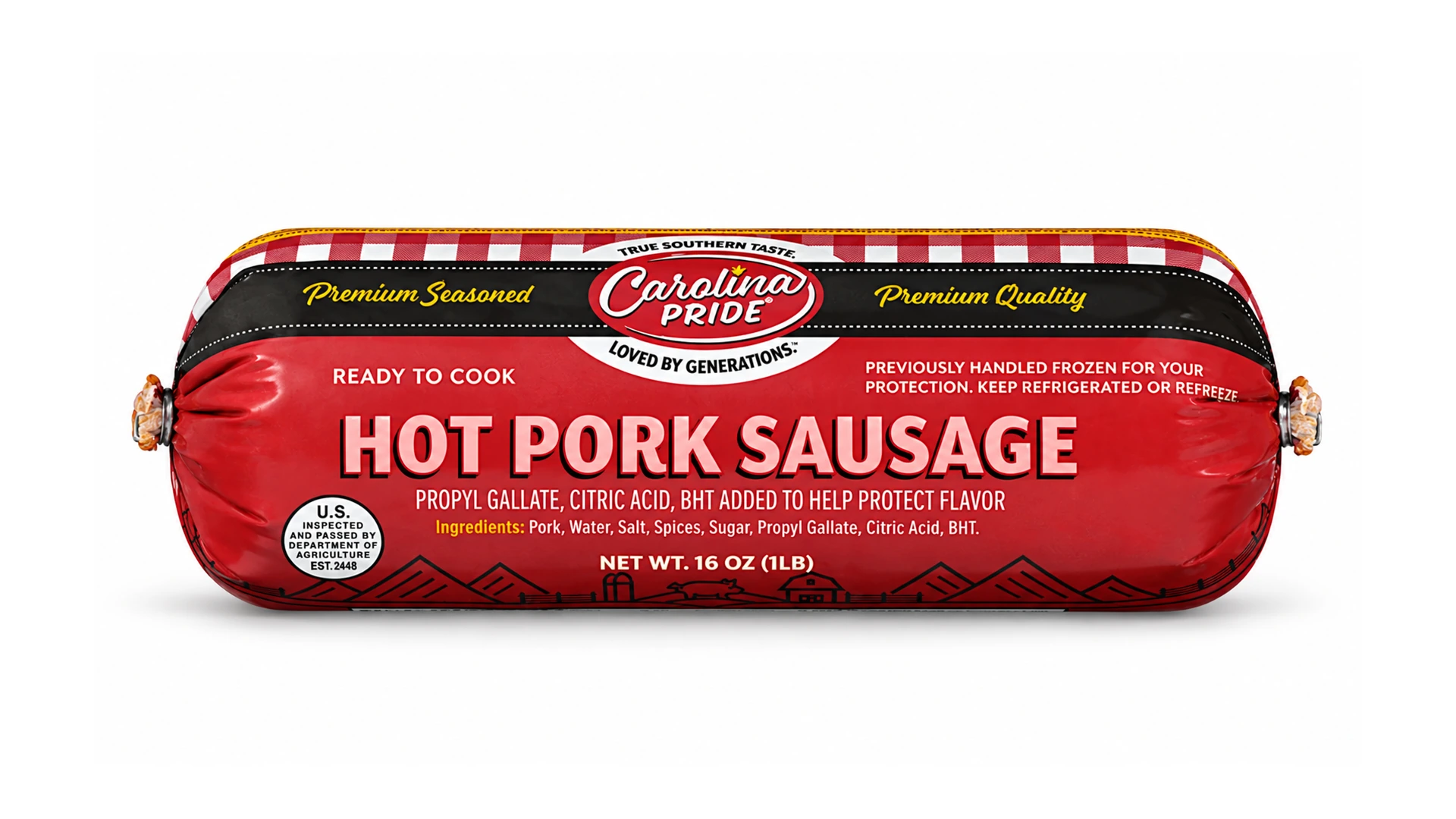 Caralina Pride Hot Pork Sausage 16oz