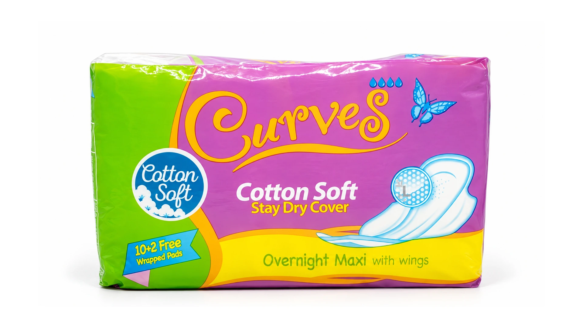 Curves Overnight Maxi W/Wing 12pcs